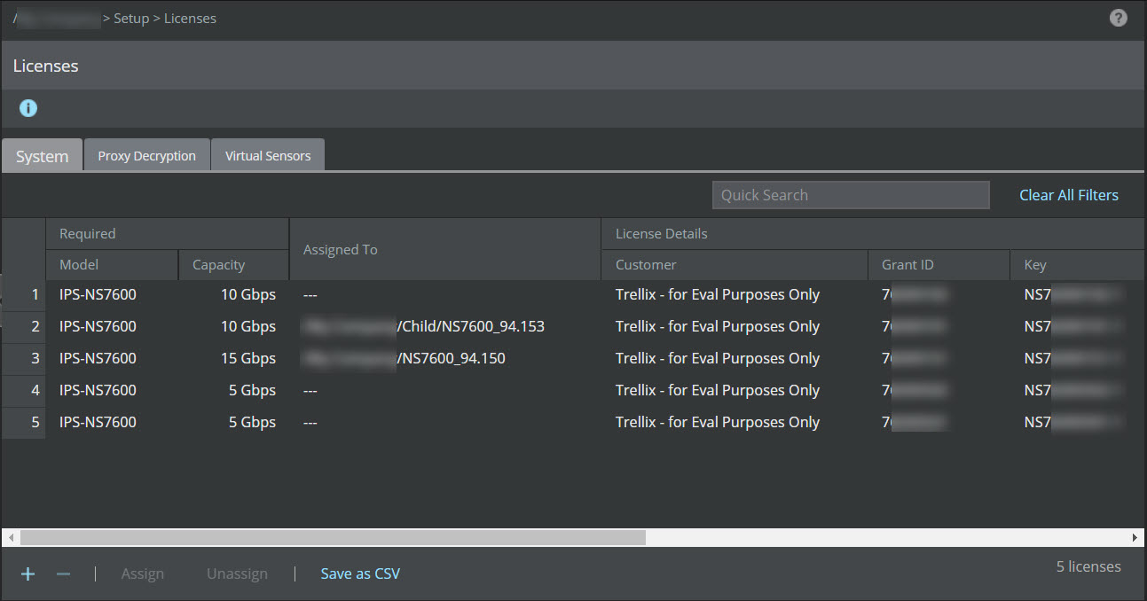 Upload license capacity for Sensor