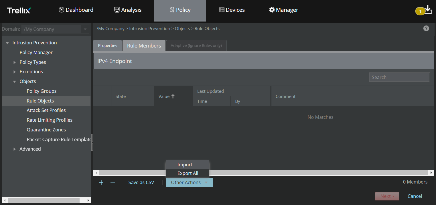 Import IP addresses from a CSV file