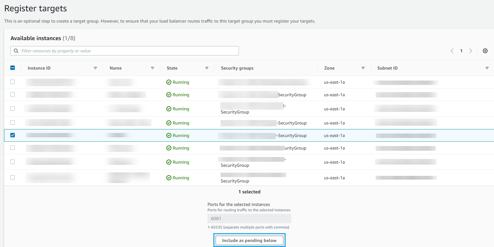 Available instances