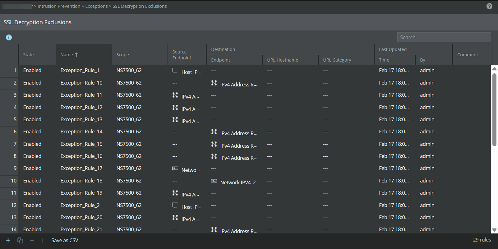 SSL decryption exclusions