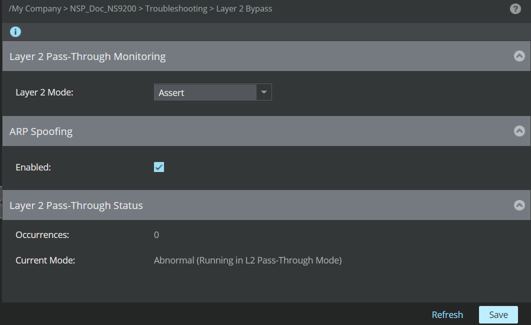 Layer 2 Settings window
