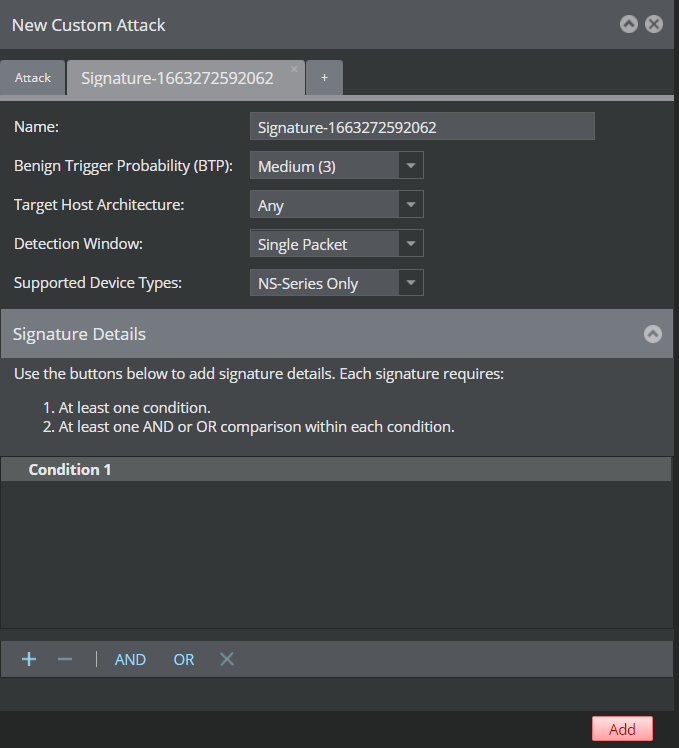 New Signature window