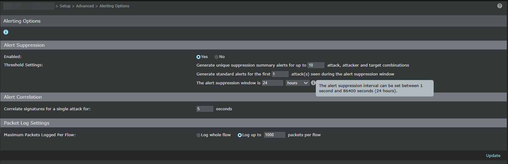 IPS Alerting page