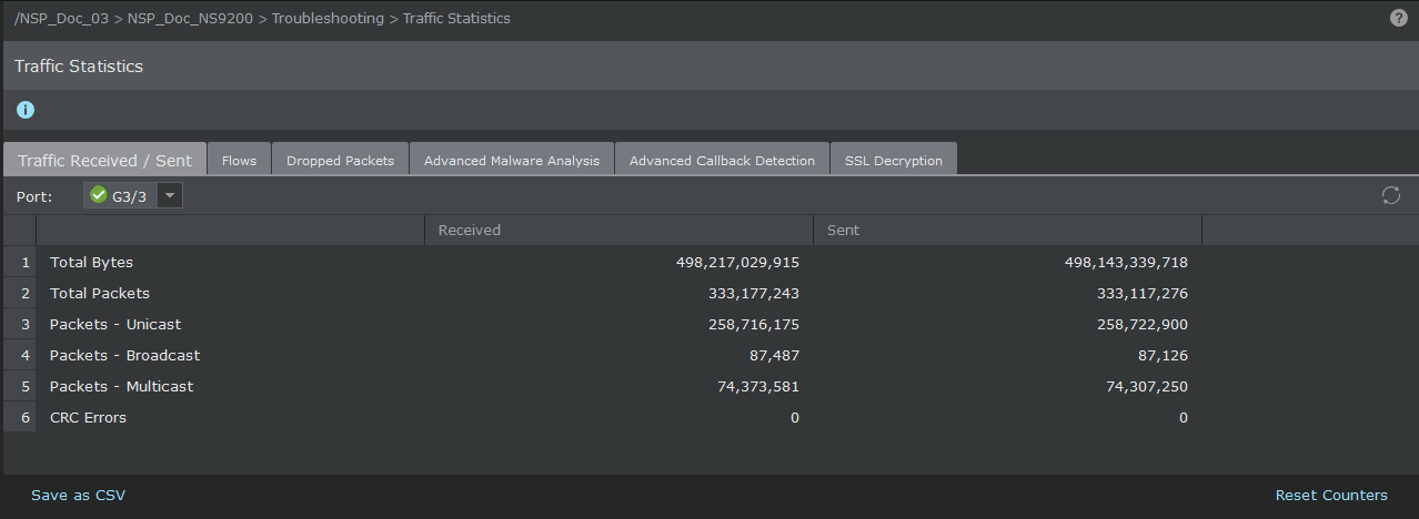 Traffic statistics