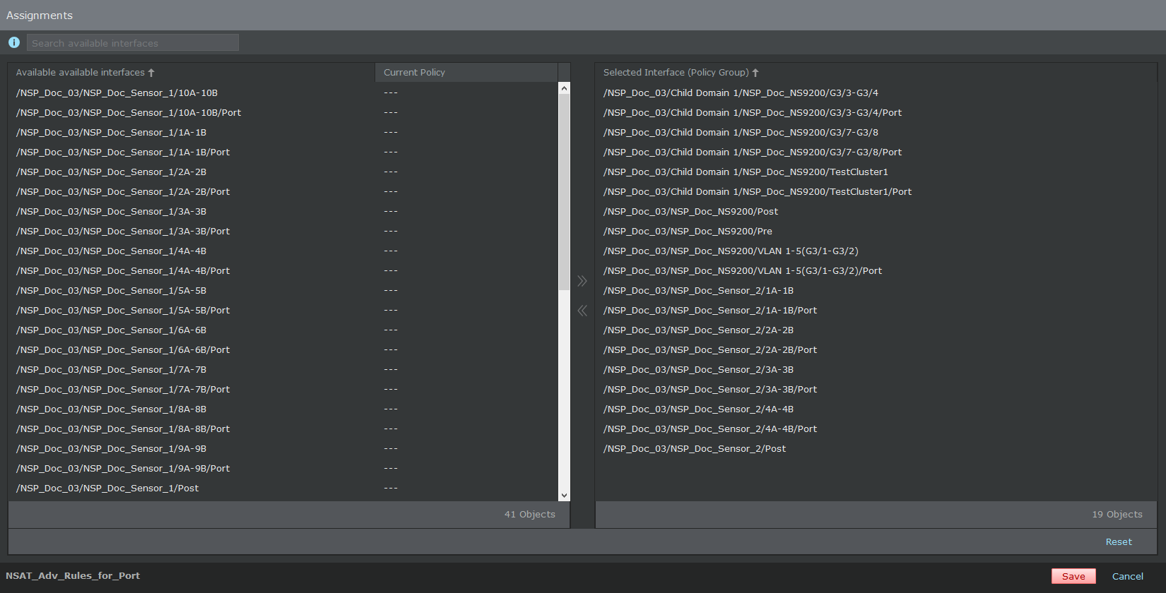 Assignments window