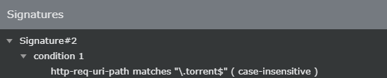Example of a string-matched signature with its short description