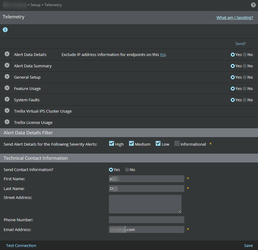 Telemetry page