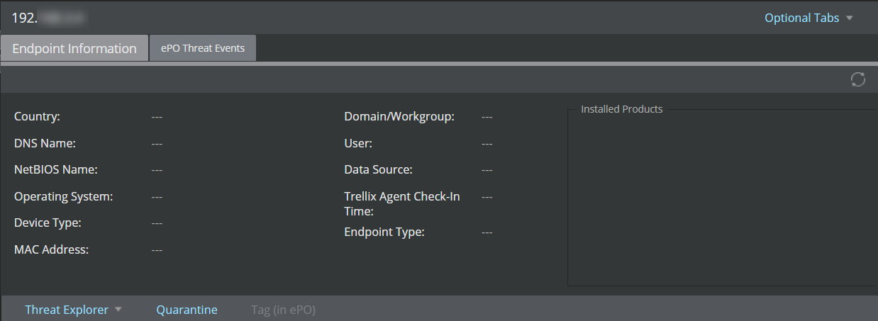 Endpoint Information sub-tab