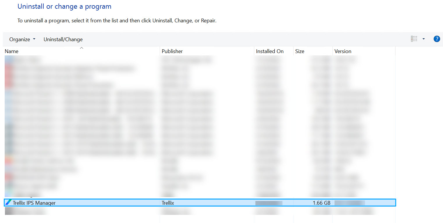 Programs and Features in Control Panel