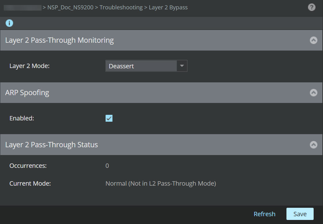 Layer 2 Settings window