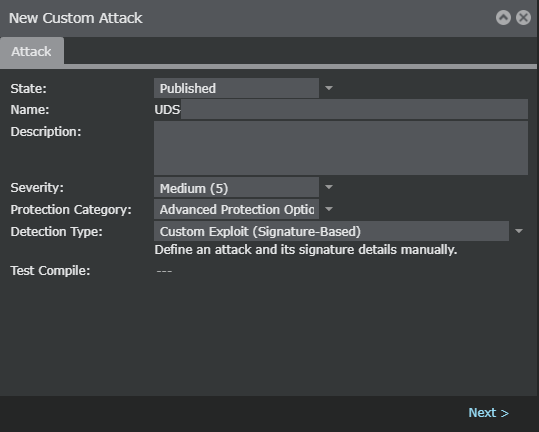Add Exploit Attack window