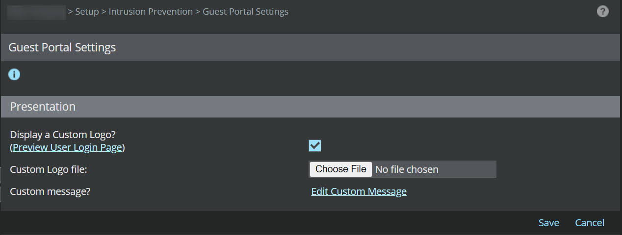 Guest Portal Settings for Firewall