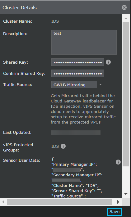 Cluster Details panel