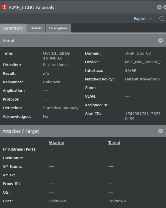 Alert Details panel