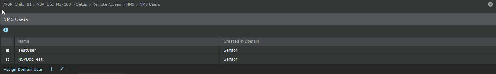 NMS Users sub-tab