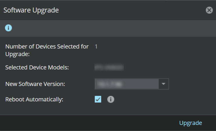 Software Upgrade dialog box
