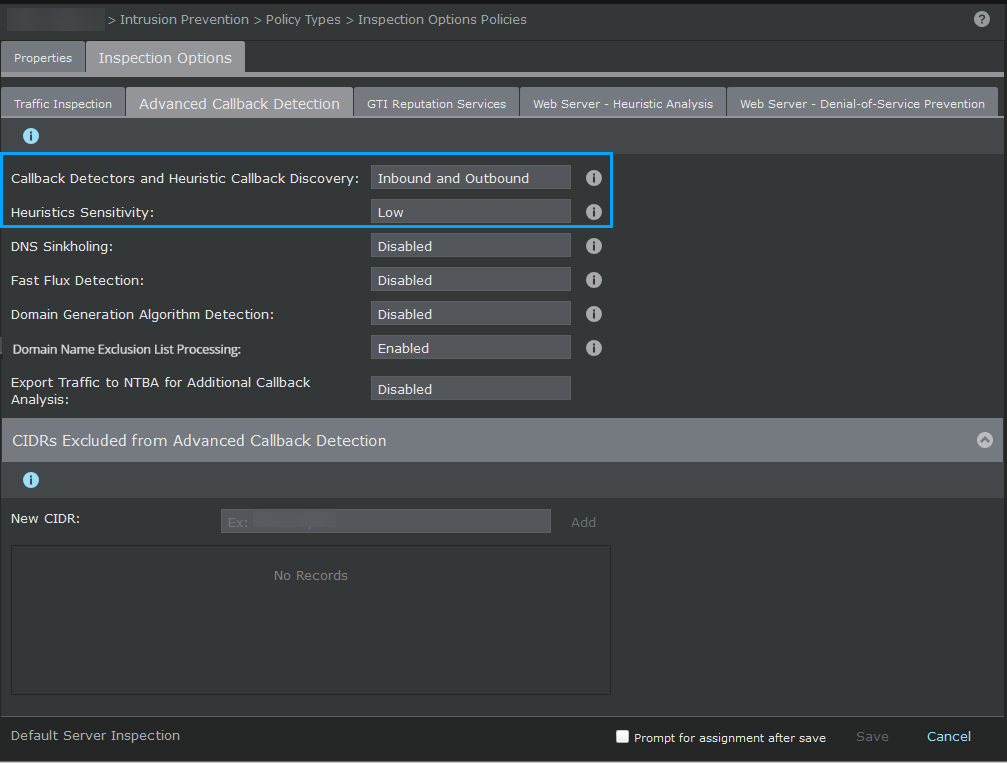 Callback Activity Detection configuration