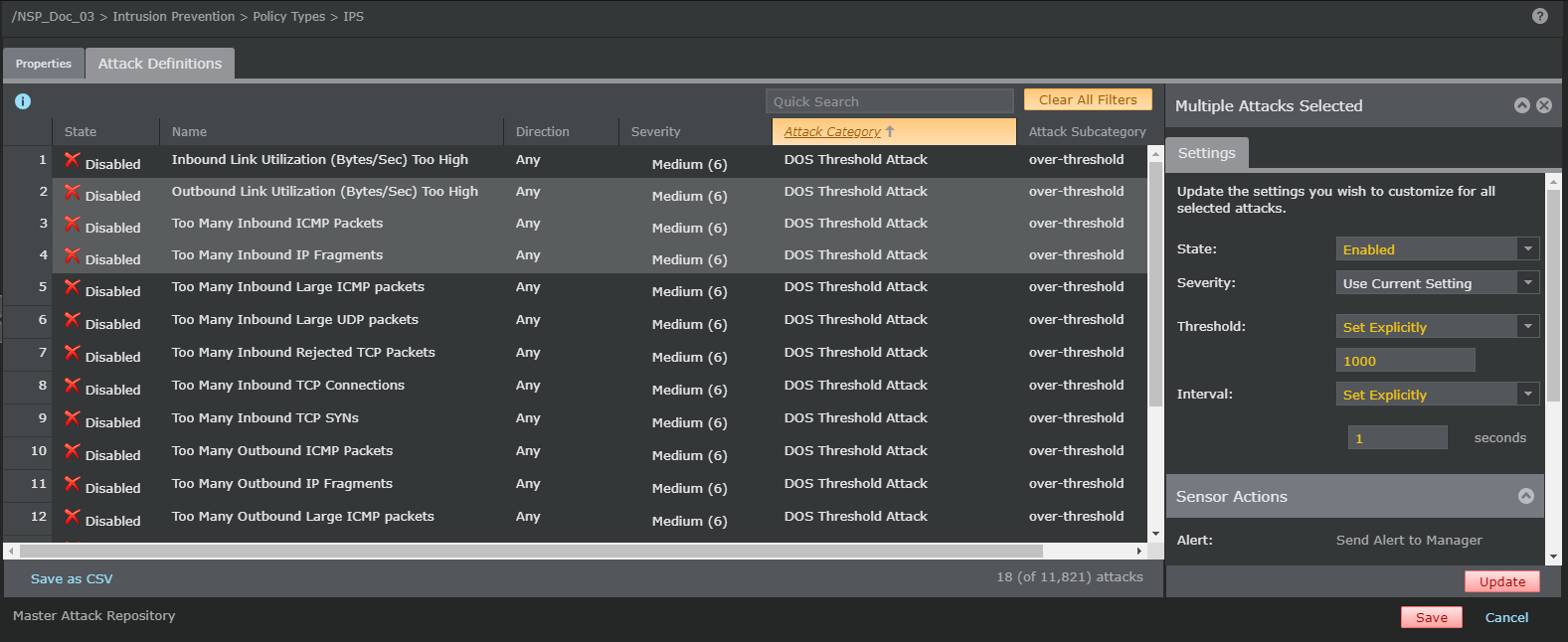 Setting threshold values