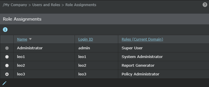 Role Assignment window
