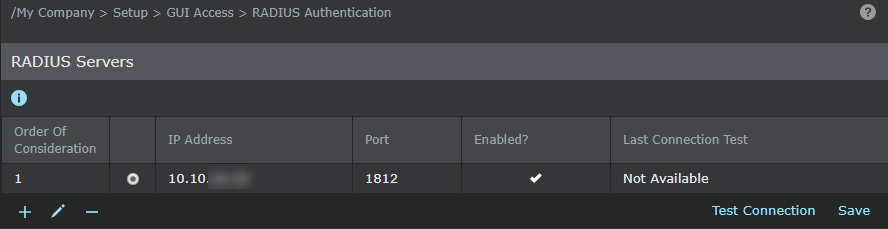 RADIUS Server Configuration