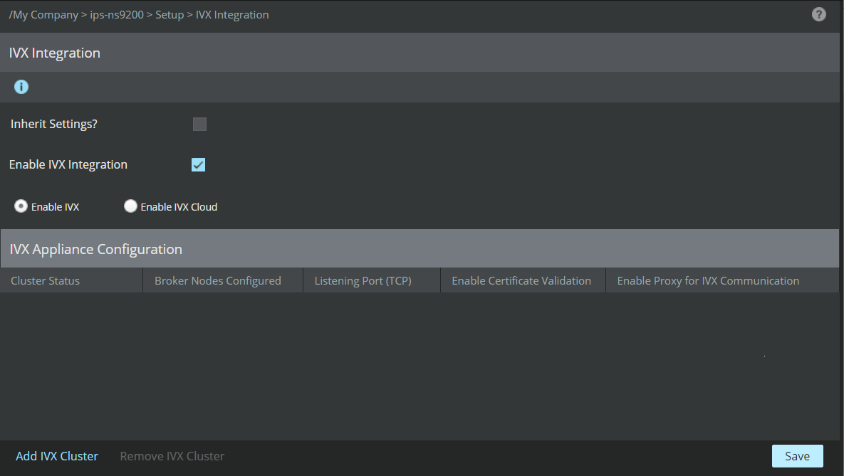 Enabling IVX Appliance Integration for a Sensor