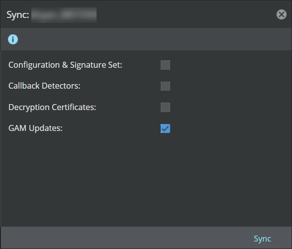 GAM Updates selected for synchronization