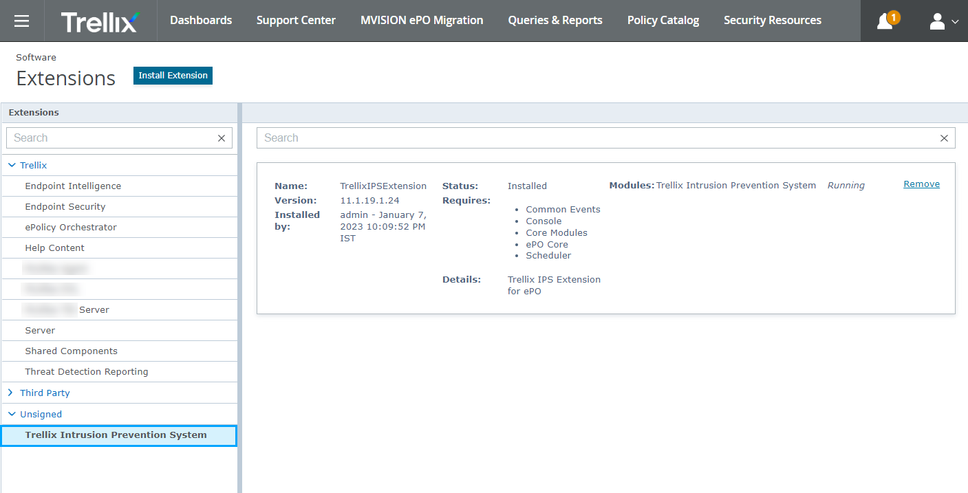 Navigating the Software Extension page