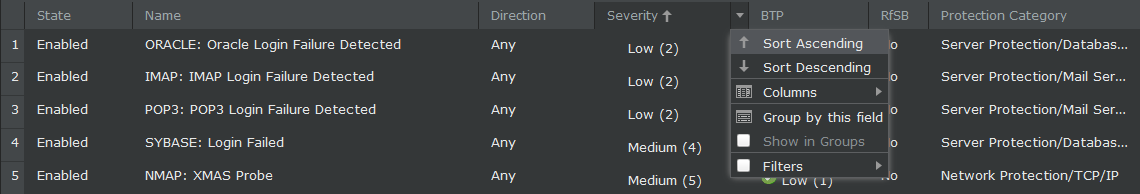 Sorting and Grouping options