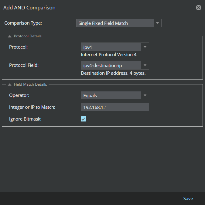Single Fixed Field Match