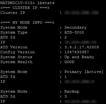 lbstats output from a secondary node