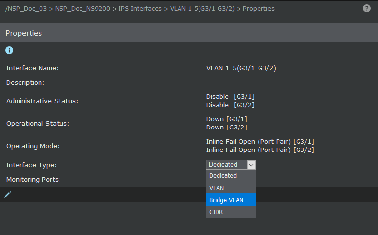 Interface Type option