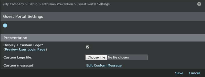Guest Portal Settings in the Manager