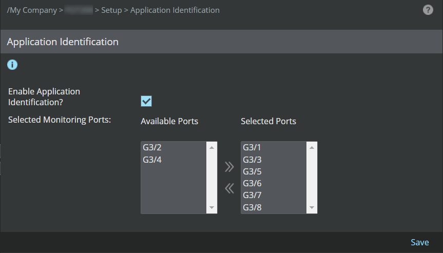 Enabling Application Identification for specific ports