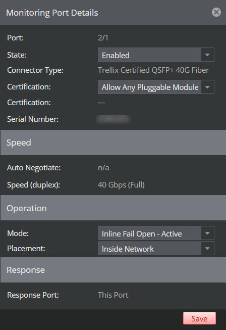 Configure Monitoring Port window