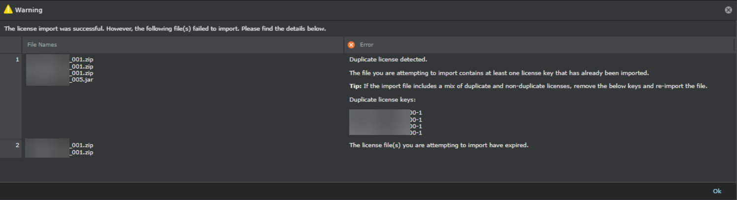 Warning dialog box