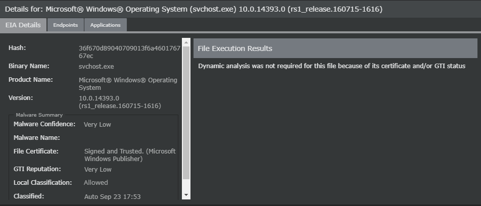 Executable or file details
