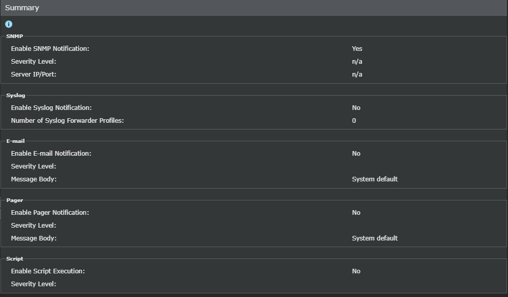 Summary page