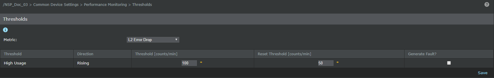 Thresholds dialog