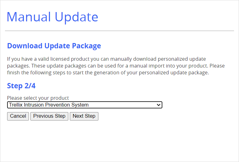 Select update package
