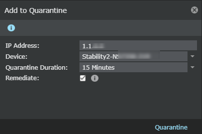 Quarantine Endpoint dialog