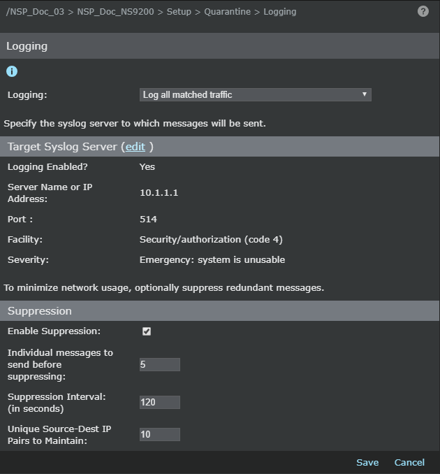 Enabling syslog forwarding for a Sensor