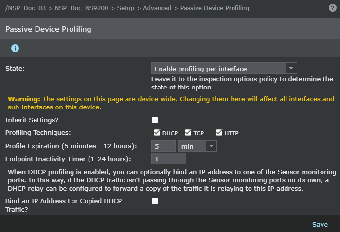 Passive Device Profiling Page