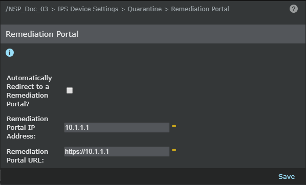 Remediation portal settings