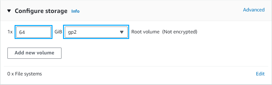 Configure storage details