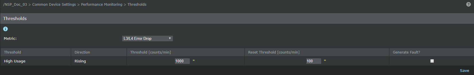 Thresholds dialog