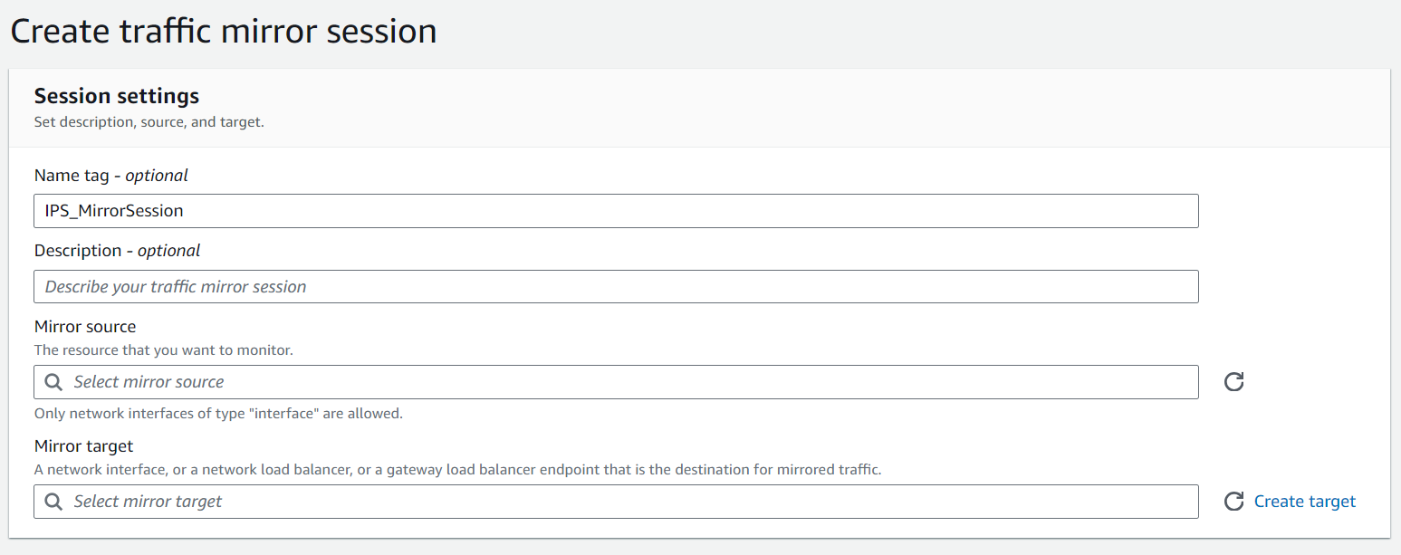 Session settings section