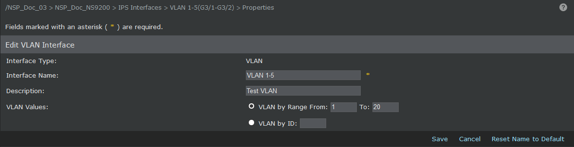 Edit VLAN Interface window