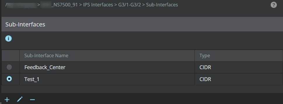 Sub-interface details