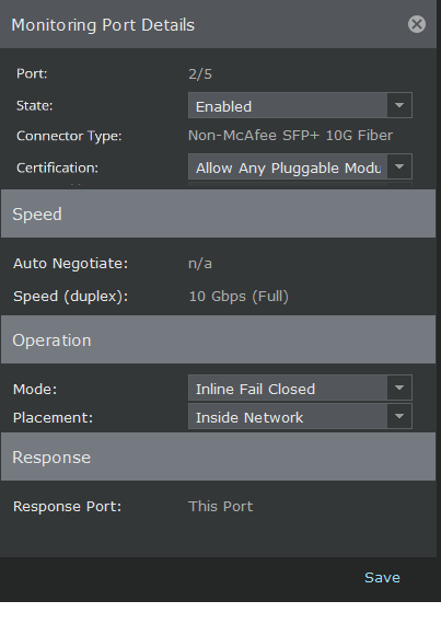Configure Monitoring port: 1/5 window