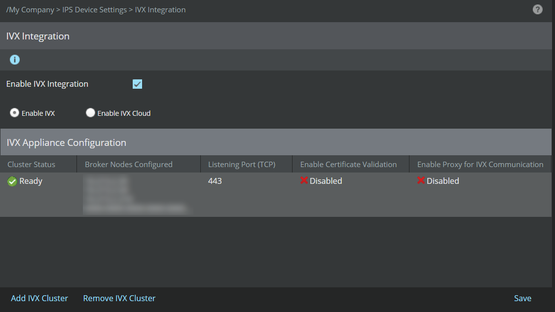 IVX Appliance Configured